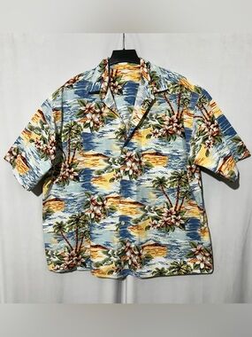 Men’s Hawaiian Shirt - Palm Trees - Floral - Cotton - approx 4xl - Summer Beach